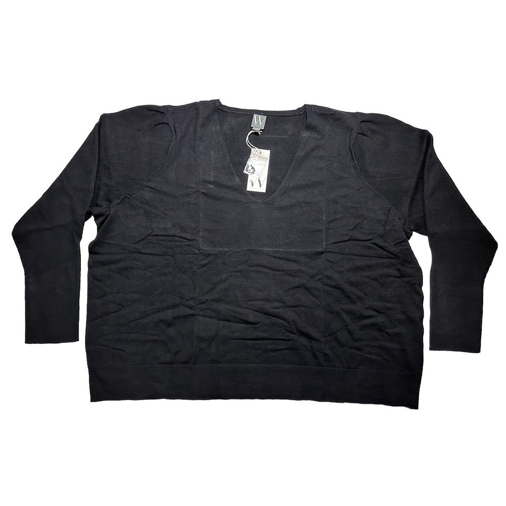 Worthington V-Neck Long Sleeve Shirt Women's Size 5X ‎ Black NWT